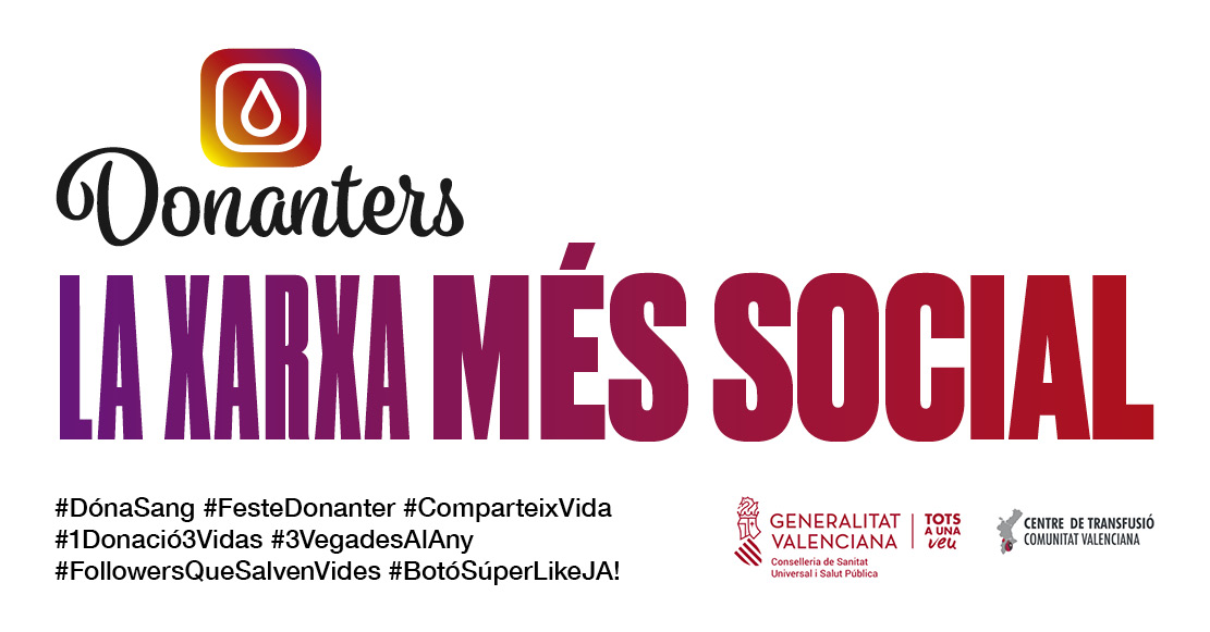 Dona Sang a #Elx
📆 Divendres  17 de juliol
📌Centre Social Carrús
🕘09:30-13:30 h.
Uneix-te a 𝐋𝐀 𝐗𝐀𝐑𝐗𝐀 𝐌𝐄́𝐒 𝐒𝐎𝐂𝐈𝐀𝐋❤️