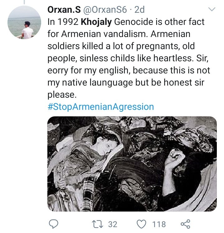 Almost every tweet supporting  #Armenia is followed by  #Azerbaijan'is spaming with photos of  #Khojaly massacre and blaming Armenians in the replies.This is a thread of events that actually took place in Khojaly. #AzerbaijaniAggression  #StopAzerbaijaniAgression  #TavushStrong