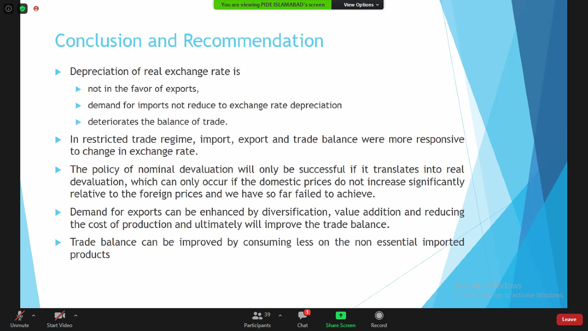 PIDEpk's tweet photo. #WorkingPaper presentation "Can Difficulties in Trade Balance of Pakistan be Corrected through Devaluation of Exchange Rate?" By Hafsa Hina.
#PIDE #PIDEIdeas #TradePIDE #devaluation https://t.co/OYMatTw3XW