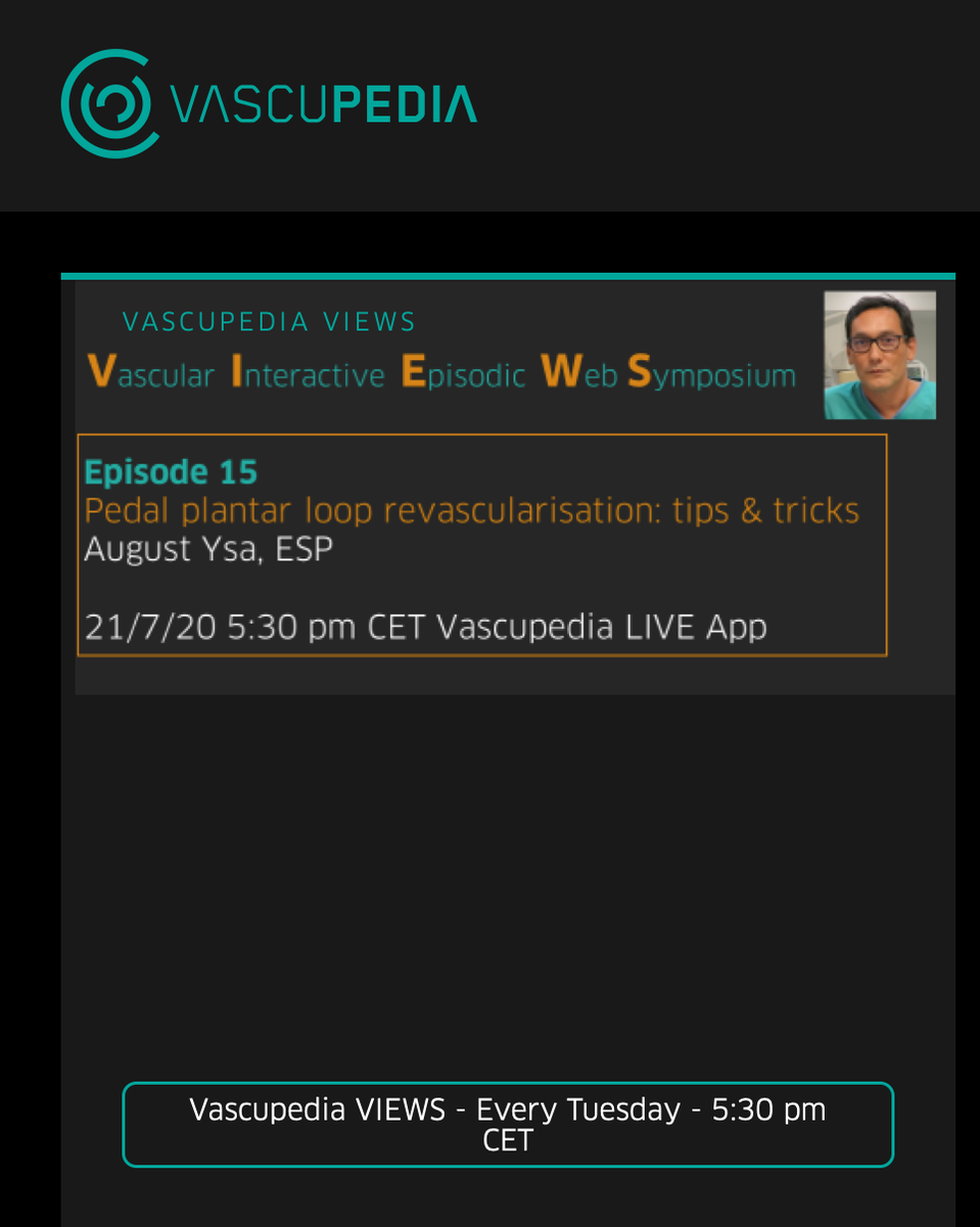 YsaAugust's tweet photo. I'm really excited to participate in this amazing project and to join you all this Tuesday! 
Vascular Interactive Episodic Web Symposium
#LIVE 21/7/20 - 5:30 pm CET
VASCUPEDIA LIVE APP / https://t.co/iPLtY5Zox9 https://t.co/KtgWYmHQu1