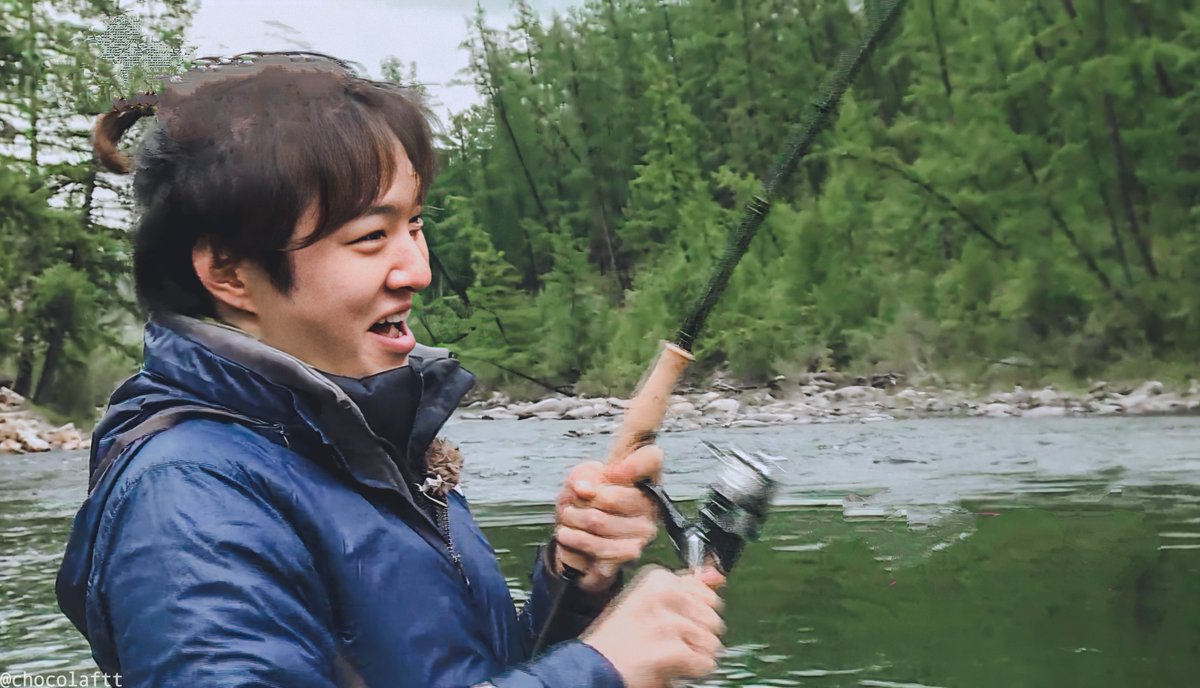 He got his first fish in mongolia!!! He looks like a baby boy ..(I'm sorry my editing is too bad in this photo)