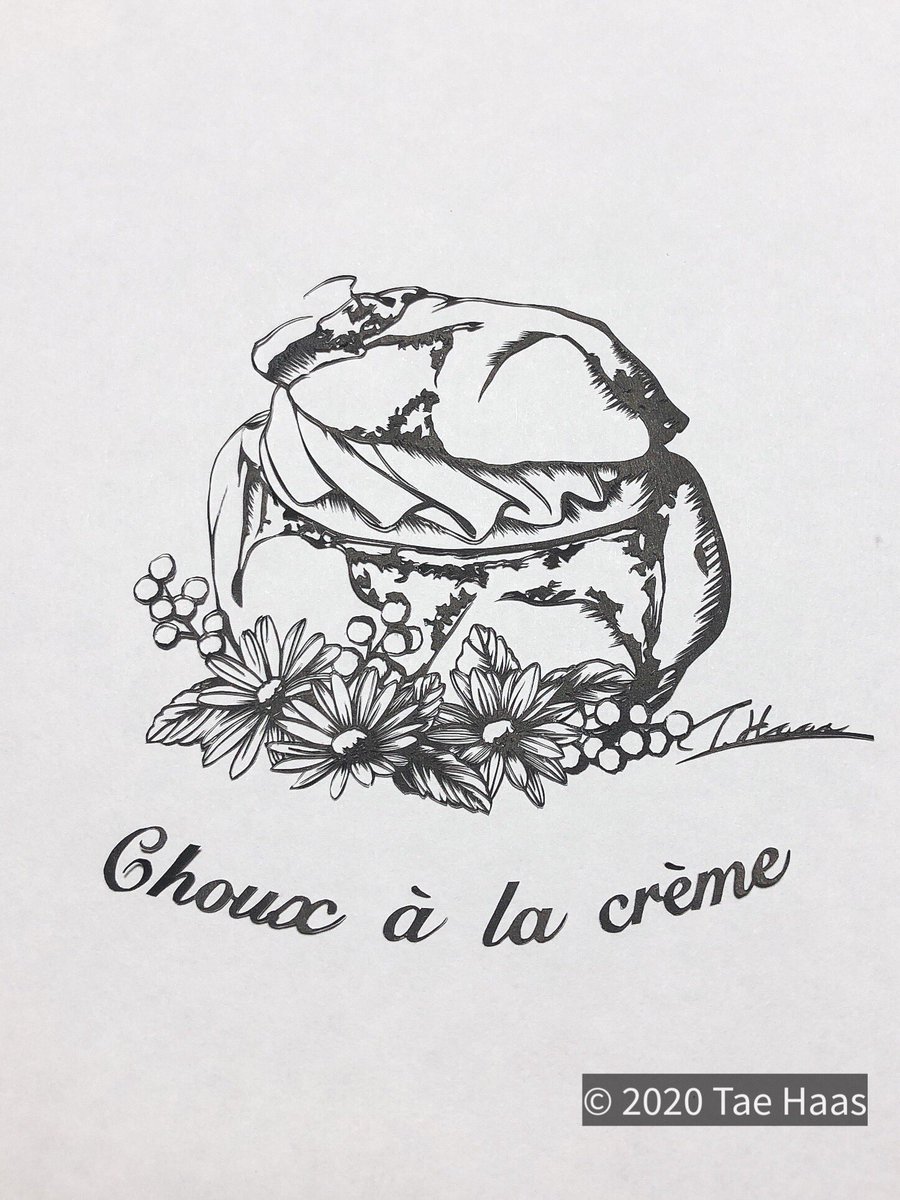 正解は シュークリーム ふにゃふにゃで持ちにくい 切り絵 ハース代恵のイラスト