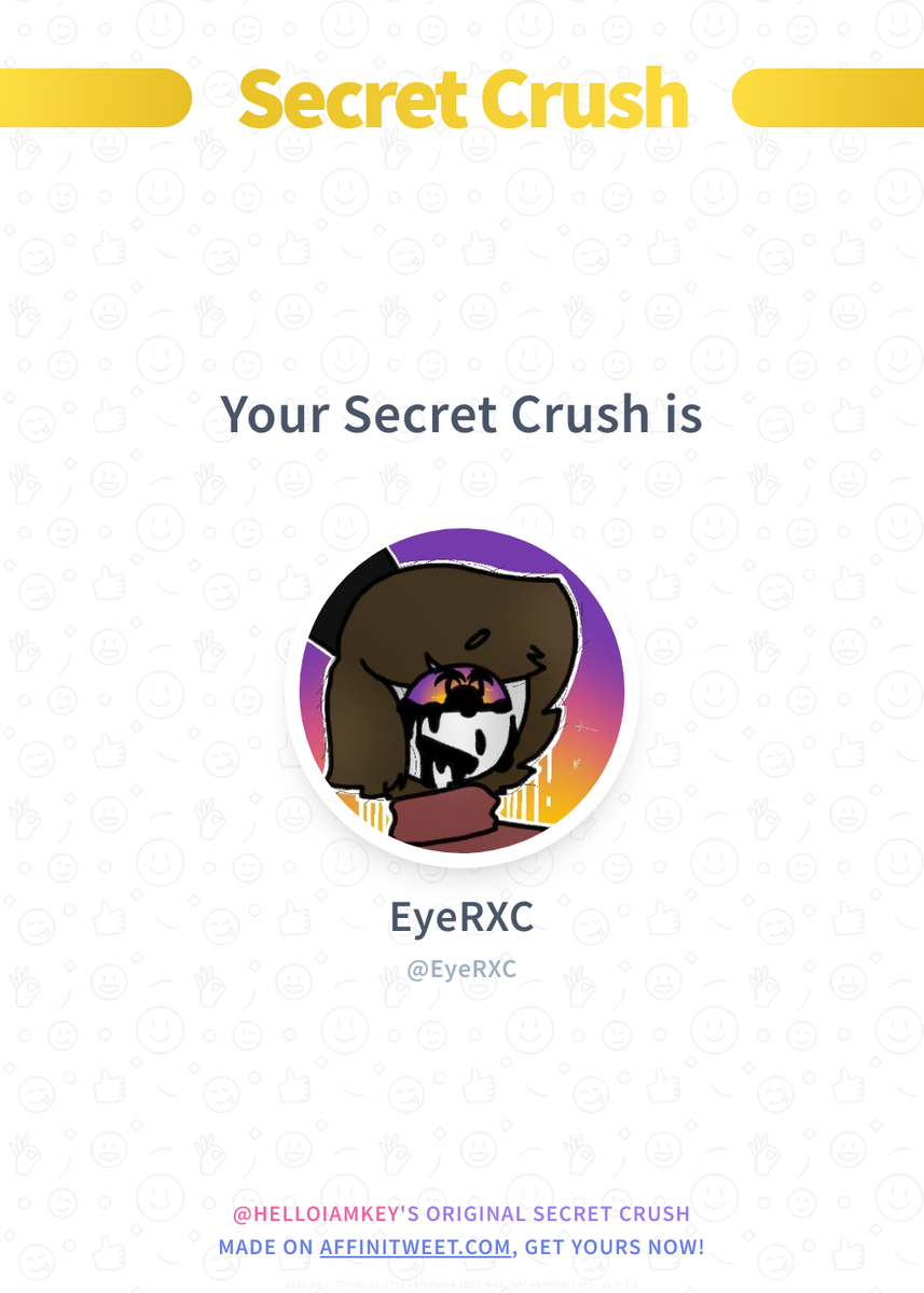 HELLOIAMKEY's tweet photo. #Affinitweet Secret Crush
EyeRXC secretly loves you! 😳
Who loves you in secret?
via https://t.co/UcFgd6v1Lf https://t.co/EkRFFFjKoE