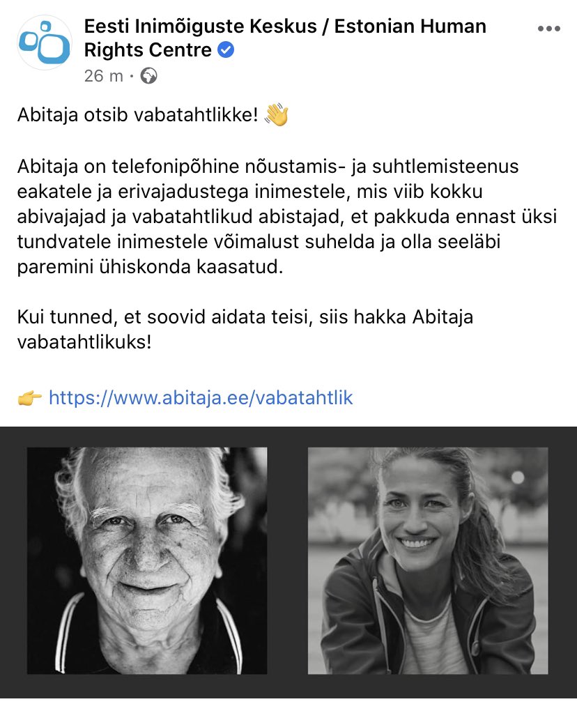 noblackface's tweet photo. Kui tunned, et soovid aidata teisi, siis hakka Abitaja vabatahtlikuks!

👉 https://t.co/wAmQEf8yWk https://t.co/mX11WO3DwX