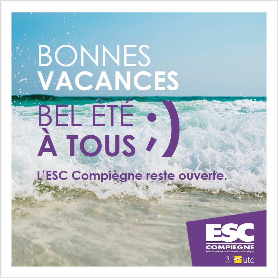 ESC_Compiegne's tweet photo. Les cours sont terminés :-) Nous vous souhaitons un bel été à tous !
La Com' part en vacances, mais l'ESC Compiègne assure une permanence tout l'été. Nous serons donc à votre écoute pour toute question. Rendez-vous en pleine forme en septembre ! #esccompiegne #vacances #été2020 https://t.co/j9qgB4cShA
