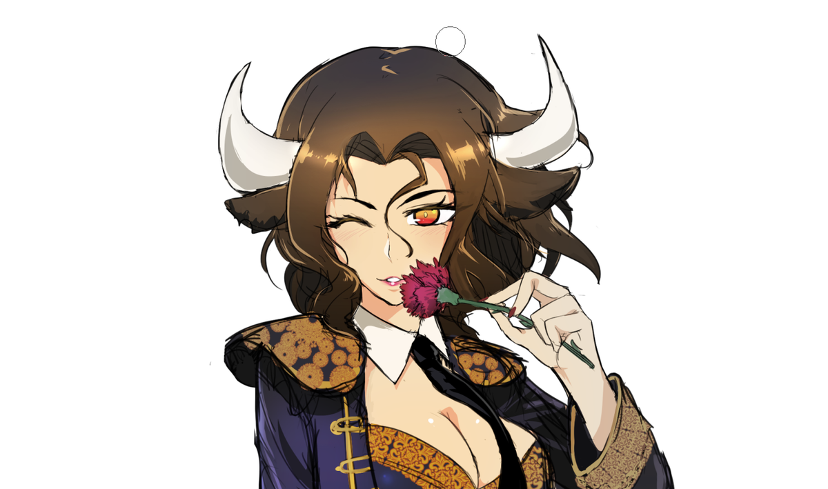 左手に持ってるのはスペインの国花 カーネーション 地中海沿岸が分布する花 龍トウ 絵描きのイラスト