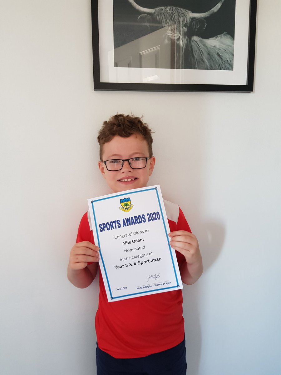 nicoleodam's tweet photo. @alderwood_pe Alfie was so pleased to be nominated for a sports award! Was such a lovely surprise to come home on his last day of term to a certificate. Thank you so much for finding a way to still do this. Well done to all nominated and the winners. https://t.co/5gKue4Zuci