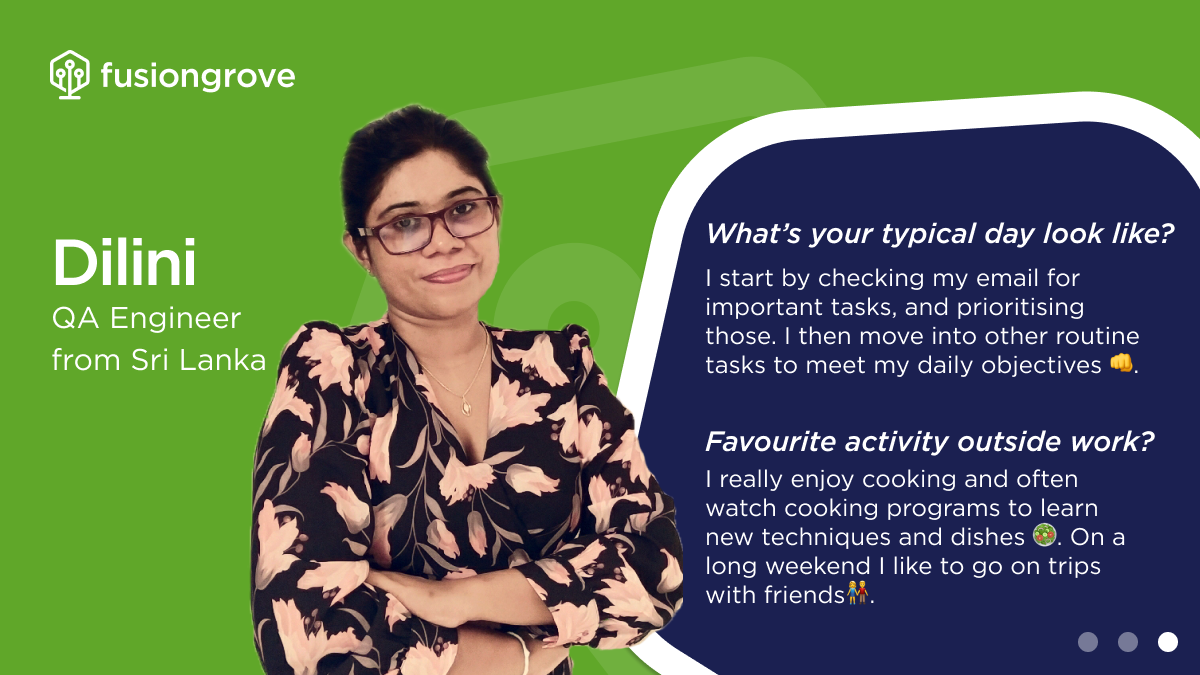 FusionGrove's tweet photo. #MeetTheTeam! Introducing you to some more of our incredible team helping power FusionGrove's #SalesIntelligence platform and bring value to #Sales Teams around the globe! 🌏 Click through and get to know Dilini and Asitha, from Sri Lanka! ⭐ #SoftwareEngineer #QA #B2BSales #WFH https://t.co/OJOnt6gy4G