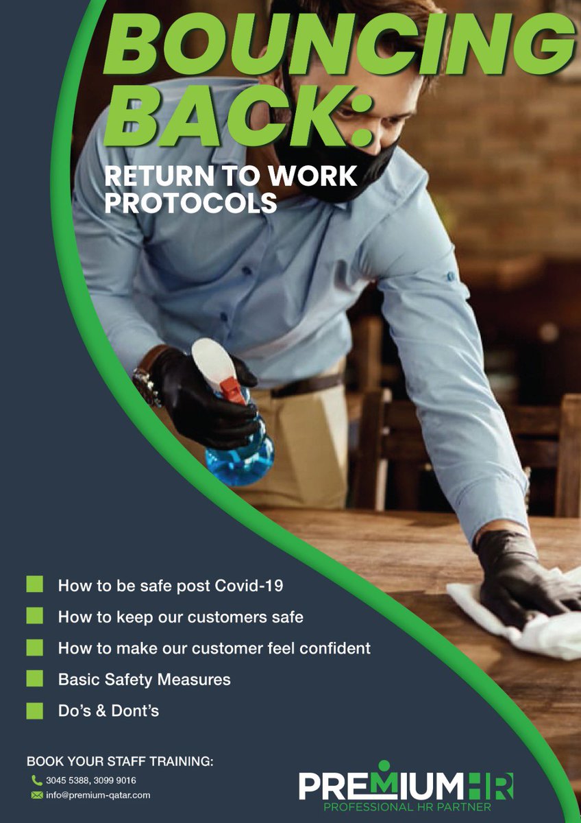 syedqatar's tweet photo. Failure to prepare for your employees' ‘RETURN TO WORK’ can have major physical and financial consequences.

Contact : 30999016 Email: info@premium-Qatar.com https://t.co/nho2HKXMW2