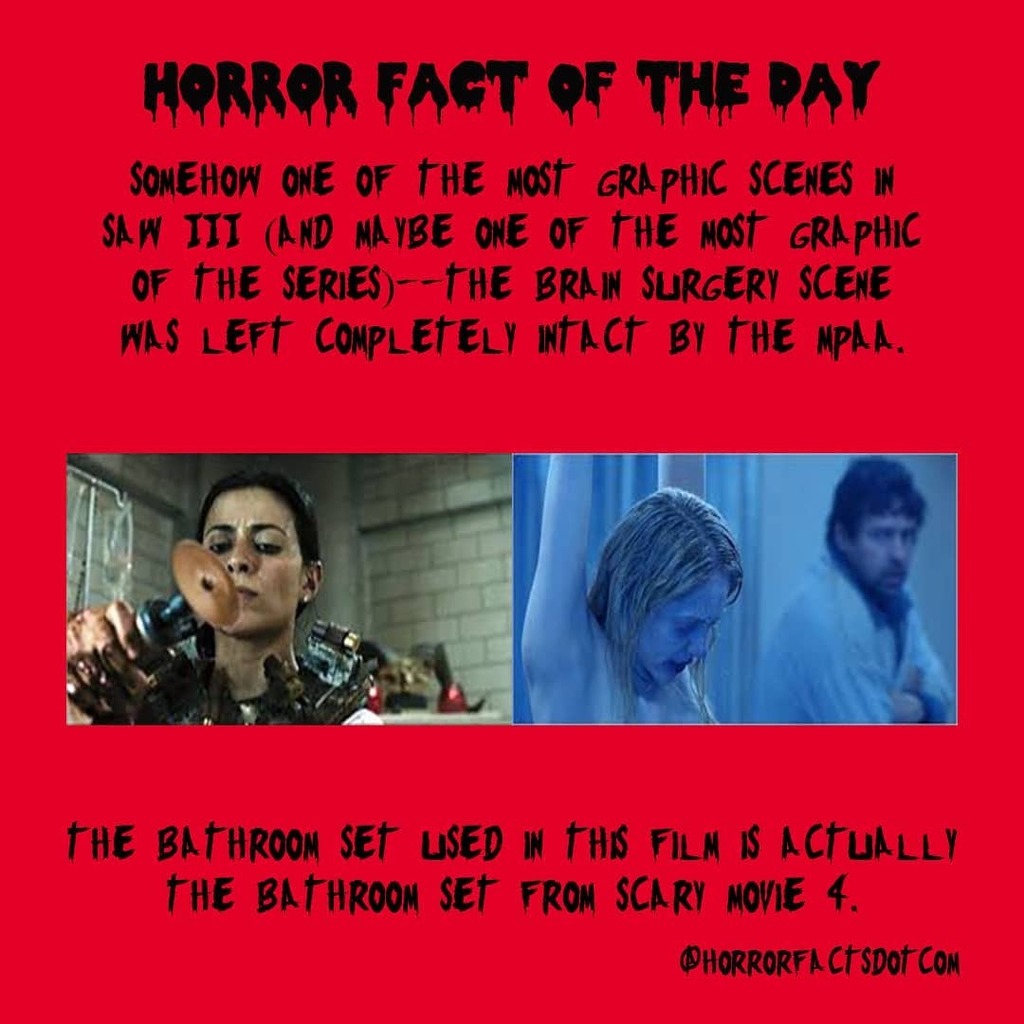 Did you know 👀

#SawIII

dir #DarrenLynnBousman

#horror #horrorfacts #horrorfactsdaily #tobinbell #shawneesmith #angusmacfayden #donniewhalberg #leighwhannell #jameswan #costasmandylor #betsyrussell #jigsaw #johnkramer instagr.am/p/CCvFHrMh_22/