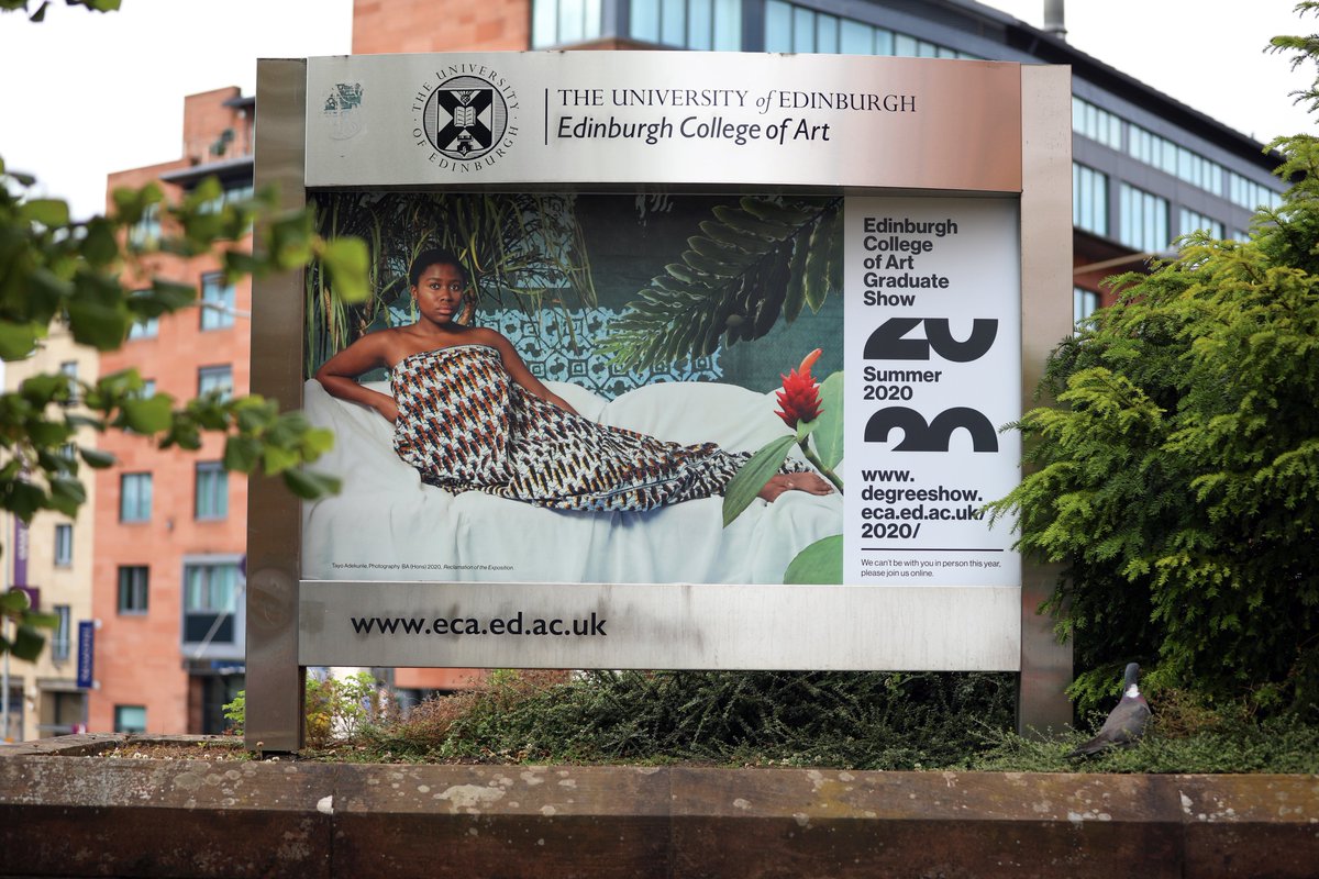 eca_edinburgh's tweet photo. Displayed outside the ECA Main Building is work from Photography student Tayo Adekunle’s graduate project Reclamation of the Exposition.
Find out more about Tayo's project on Summer 2020:
https://t.co/d4NkmtrW26
#ecasummer2020 #ecadegreeshow #degreeshowsunited https://t.co/QnVYLvnfot