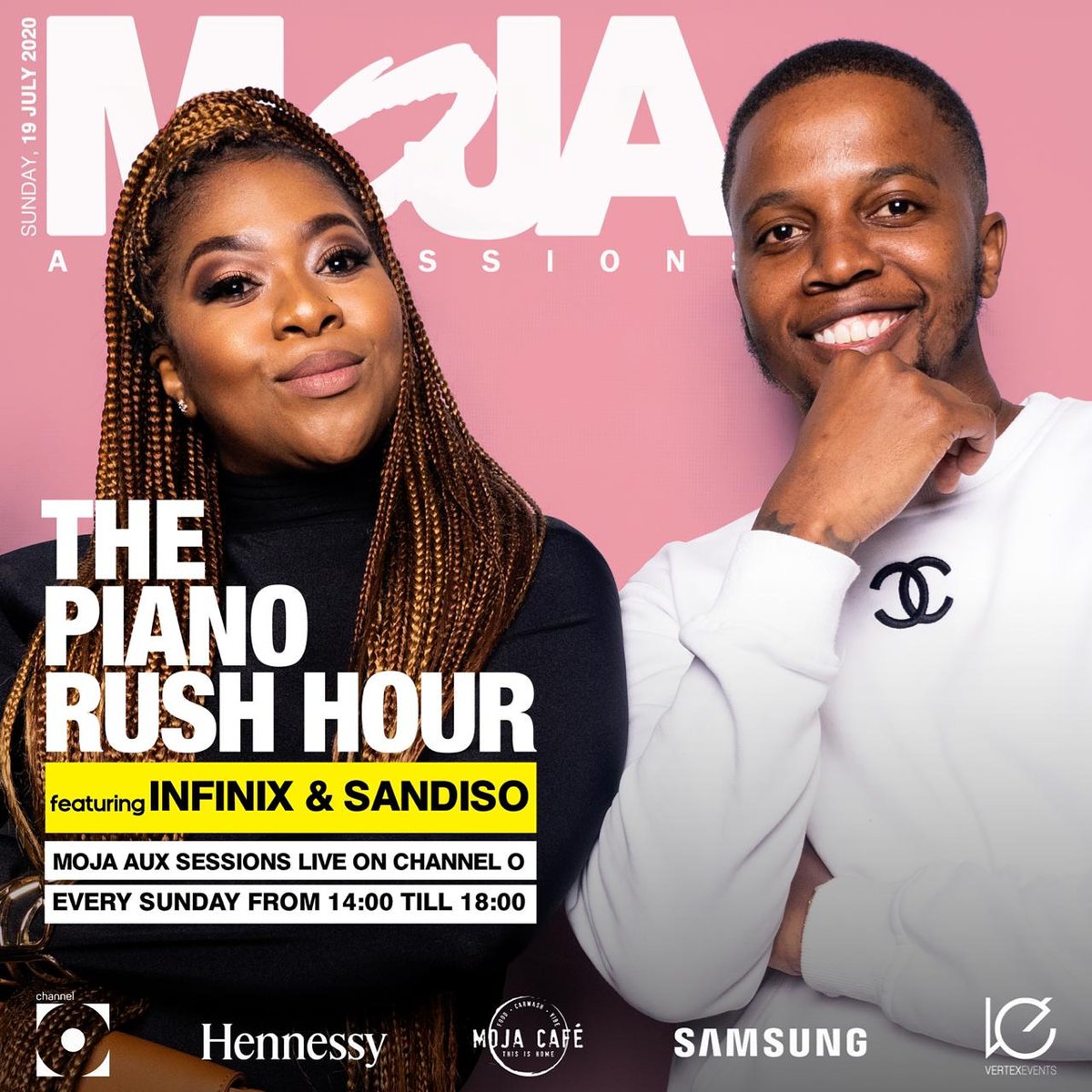 Paseka_Sgi's tweet photo. The amazing duo couple @djsandiso @infinixsa will be handling #PianoRushHour this Sunday on #MojaAuxSessions, join the fun on @channelotv... Brought to by @moja_cafe_ @samsungmobilesa @hennessy #ThisIsHome 🏡 https://t.co/cHKOWxWyq0
