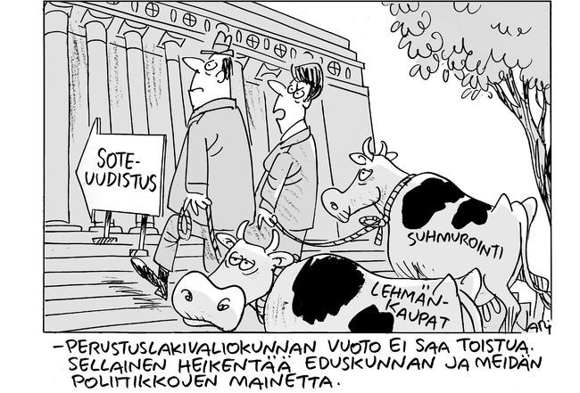 9/9Political bargaining and associated corruption isn't limited to America. Almost every country has a name for it. Germany has Kuhhandel, Finland has Lehmänkauppa, and Sweden has Kohandel. All 3 terms translate into cow trading.