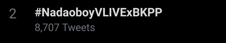 BkppTrendto's tweet photo. เวลา 18.32น.
อันดับที่ 2
#NadaoboyVLIVExBKPP https://t.co/bOUQT1CvUK