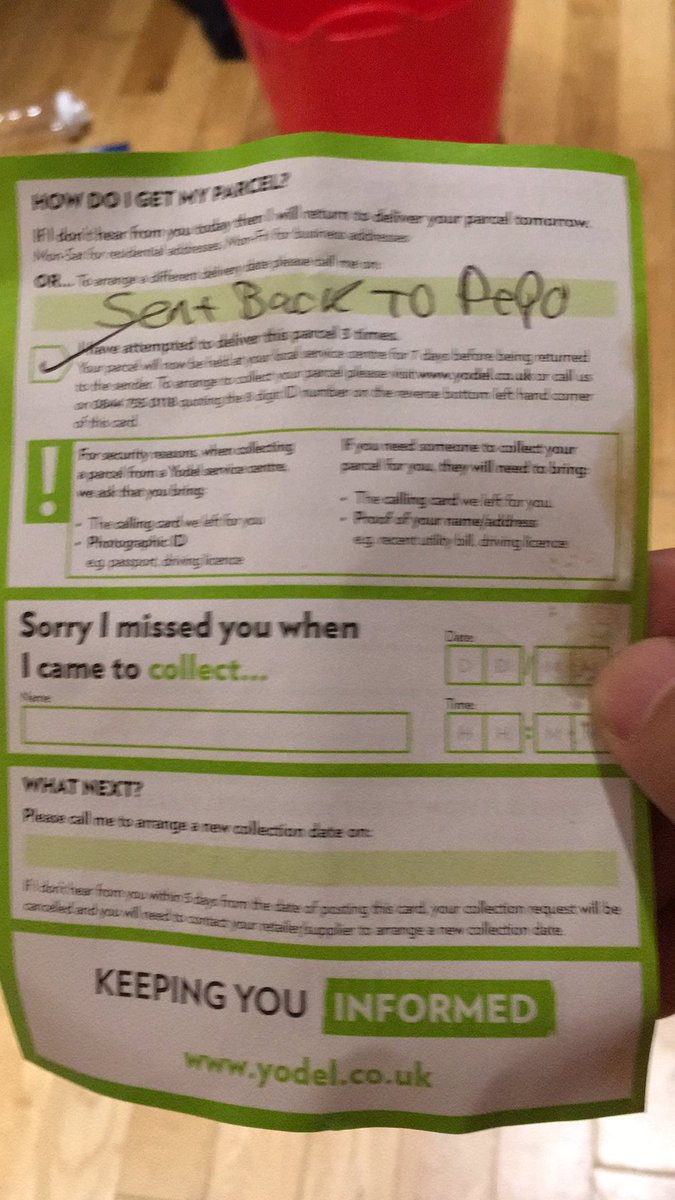 dfchauster's tweet photo. Your driver is a liar.  I’ve just wasted a hour going to and from to get told that your useless driver still has my package. He’s also lied the amount of time’s he’s been to my address as well #liar #yodel #useless https://t.co/osMDpkdyDo