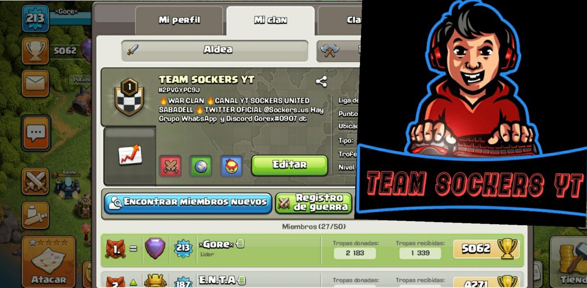 Sockers_us's tweet photo. ESTAMOS RECLUTANDO en 
TEAM SOCKERS YT  desde th8, th9, th10, th11,th12,Th13 Nivelados SOMOS ACTIVOS Y DONADORES SE VIENE LOS JUEGOS DE CLANES Y LA LIGA  LOS QUE ESTAN BUSCANDO CLAN ESTE ES TU CLAN UNETE TE ESPERAMOS TENEMOS GRUPO WHATSAPP  Y DISCORD ID 2PVGYPC9J  MD
@Sockers_ https://t.co/8bSaIT1BYt