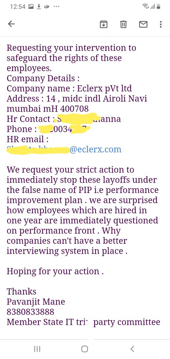 FITEMaharashtra's tweet photo. @CMOMaharashtra @Dwalsepatil 
Plz intervene &amp; stop layoffs in #ITsector 

@eClerx @eClerxDigital @eClerxMarkets has been forcing #ITEmployees to resign 

Fite has filed complaint to CMO @MahaKamgar @LabourMinistry 

#SaveITEmployees #savejobs #RaiseYourVoice @TOIMumbai @the_hindu https://t.co/OTGgHiBHPJ