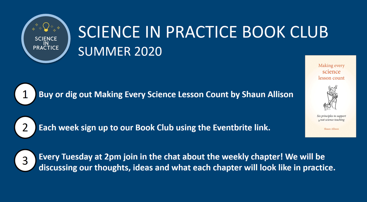 PracticeScience's tweet photo. EXCITING NEWS! On Tuesday 28th July we are starting our very first virtual Book Club! Everyone is welcome, all you have to do is follow the instructions here and sign up using the Eventbrite link: https://t.co/ZjqKP8gOzj 
Looking forward to seeing you all there 😀
#SIPBookClub https://t.co/SnlG2unQxS