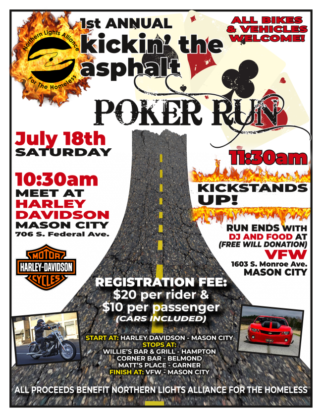 Northern Lights Alliance for the Homeless - Poker Run - July 18 conta.cc/2BDfgzT