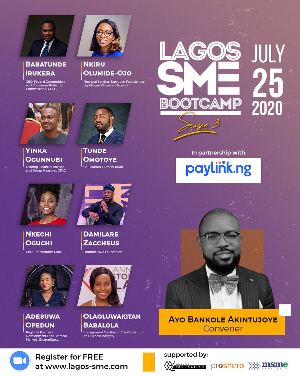 CBiNigeria's tweet photo. Do you own an SME? Season 3 of #LagosSMEBootcamp is an opportunity for you to gain insights on how to hone your business management skills and grow your business. 

Visit https://t.co/MZJ0o0FqNH to register for the free virtual bootcamp  holding on July 25, 2020. #MSMEStandards https://t.co/WACTdzzb1i