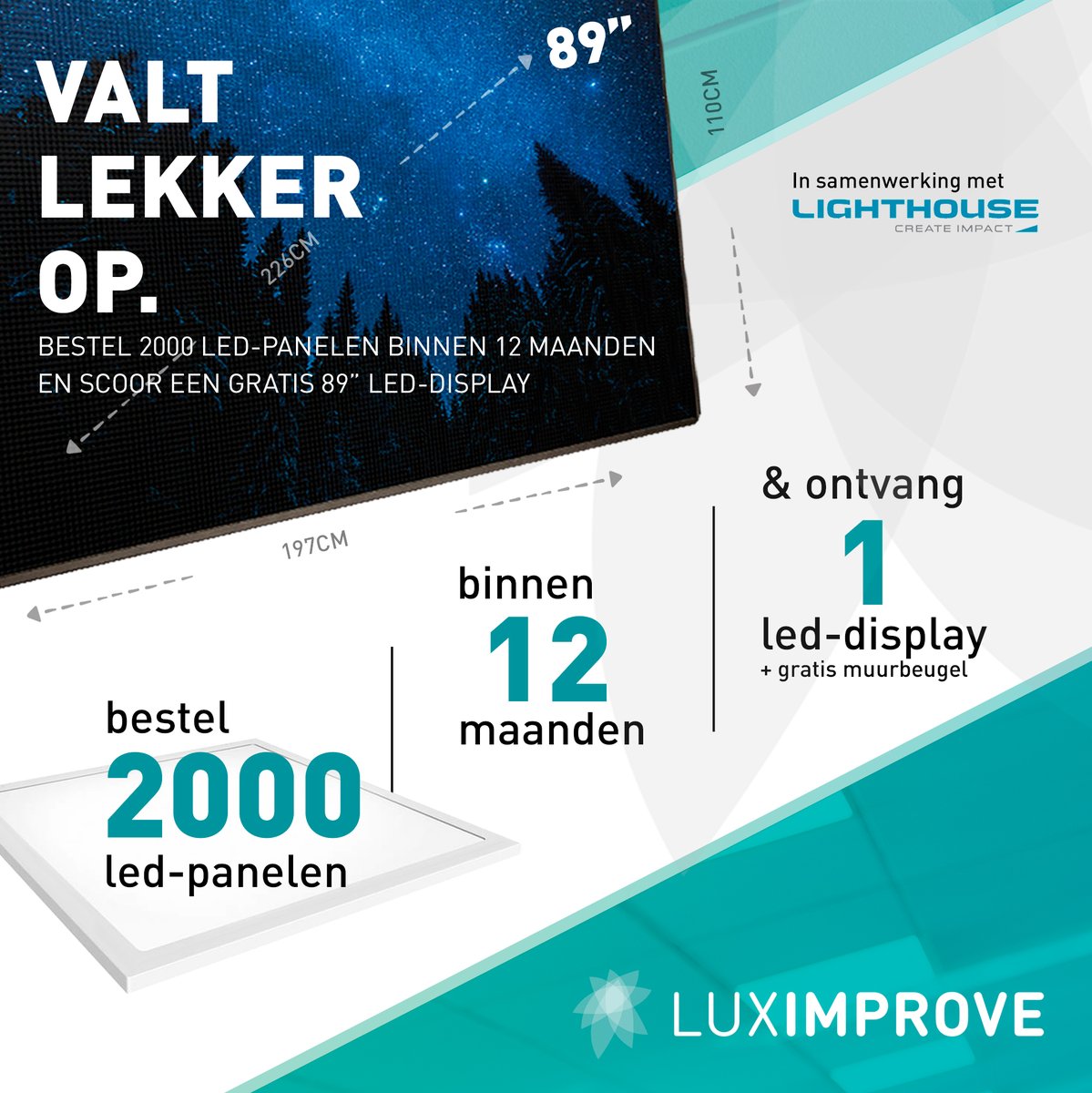 LuxImprove's tweet photo. Misschien heeft u onze unieke Edge-Lit led paneel actie gemist, omdat u ons nog niet volgt?

Kies voor het nieuwe led-paneel en spaar voor een gratis 89” led-scherm aangeboden door Lighthouse Technologies. | https://t.co/2TRUMSHh9t

#actie #sparen #ledverlichting #luximprove https://t.co/OI0KjzR4PQ