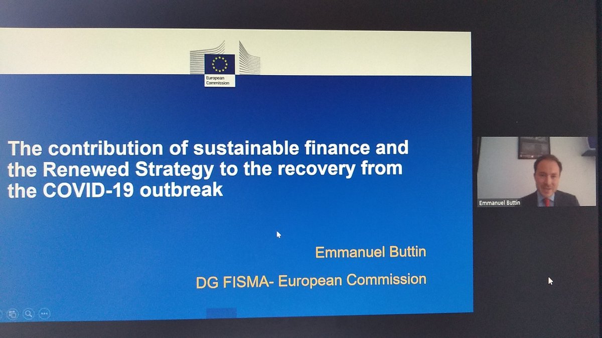 And now to Emmanuel Buttin of  @EU_Finance... this is the biggest crisis since WWII and it is a sustainability-related crisis. A sustainable recovery is the only way to avoid massive disruption from climate change and have a resilient financial sector.