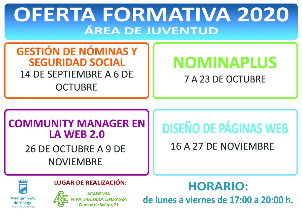 Ya está en marcha  nuestra #OfertaFormativa del Área de Juventud acesperanza.com/juventud-ayunt… comenzaremos en septiembre pero ya le puedes echar unvistazo. #acesperanza #areajuventud