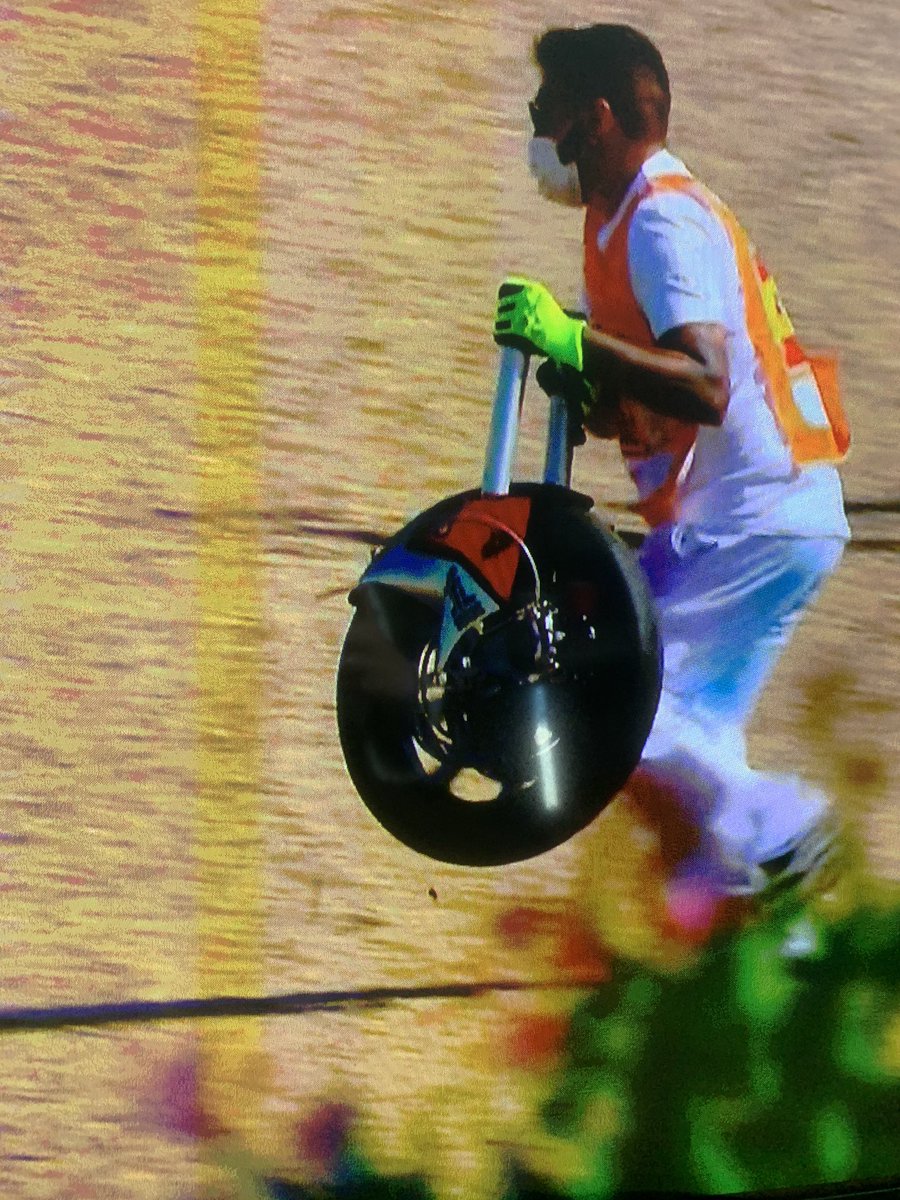 thedinogib's tweet photo. Big crash for Stefani Manzi ‼️

Erm, I’m no expert - but I think you need that minor part of the motorcycle😬 #UniCycleGP https://t.co/Y8ZjOCHwPD