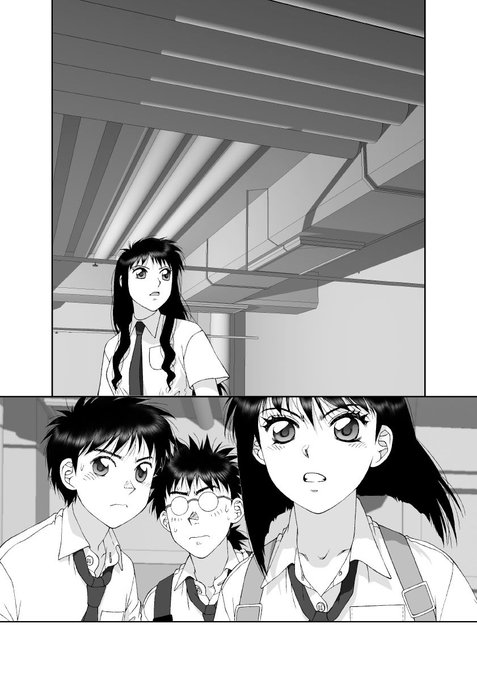 オイラの単行本「かごめかごめ」から
台詞フキダシ擬音無し絵その,39
ほとんどのページに悪あがき修正をしています

「かごめかごめ」を描いてる頃…その時ウチの猫(シャムと黒猫)が何も無い廊下に向かって15分ぐらい凄い声で威嚇するので、その場にいた5人で(アシさん含む)固まってました
怖かったぁ 