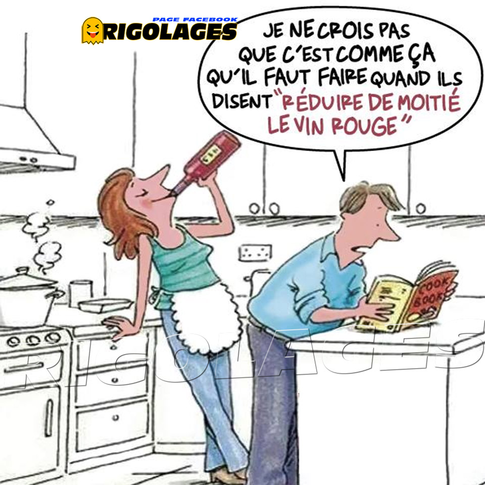 Rigolages Rigolages Humour Dessin Cuisine Couple Vinrouge Vin Recette