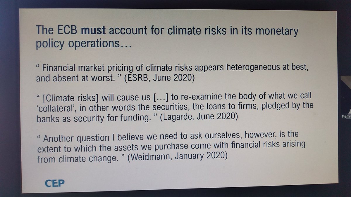 The ECB's asset purchase policies to date do not support a climate transition and are biased towards high-carbon sectors, reflecting the state of the market which does not price climate risk adequately, says  @Pierre_Monnin