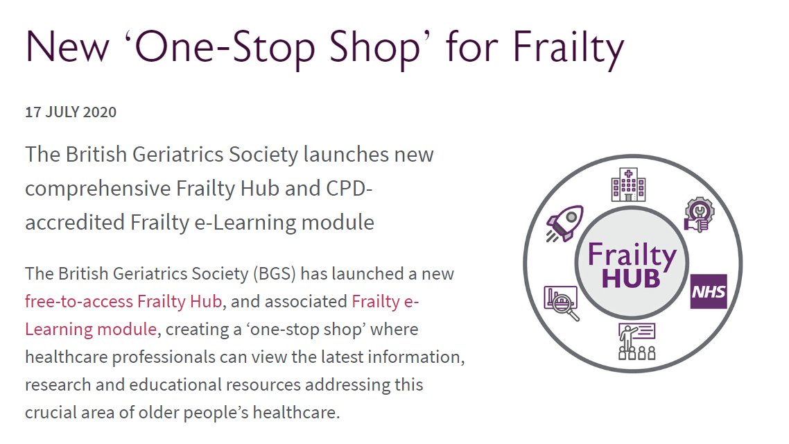 BGS has launched a free-to-access #FrailtyHub and #Frailty e-Learning module creating a ‘one-stop shop’ where health professionals can view the latest information, research and educational resources addressing this crucial area of older people’s healthcare bgs.org.uk/policy-and-med…