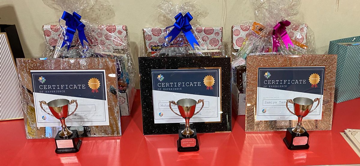 Fountainsknow's tweet photo. End of year award ceremony @ikhlaasPrimary for some of our students who completed their hifdh. Mashallah well done to Ismail, Muhammad and Samiya. Proud moment for parents, teachers and the school! 🤲 https://t.co/qOHcI08dKi