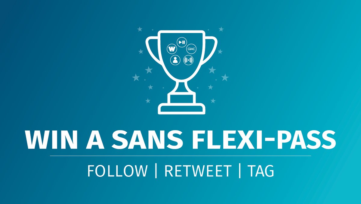 SANSEMEA's tweet image. It’s competition time! Here is your chance to win a free SANS Flexi-Pass worth $7,519 USD!

To enter, simply follow @sansemea, retweet this post and tag three friends in the comments. The winners will be announced on 30 July.

What is a SANS Flexi-Pass? sans.org/u/133y