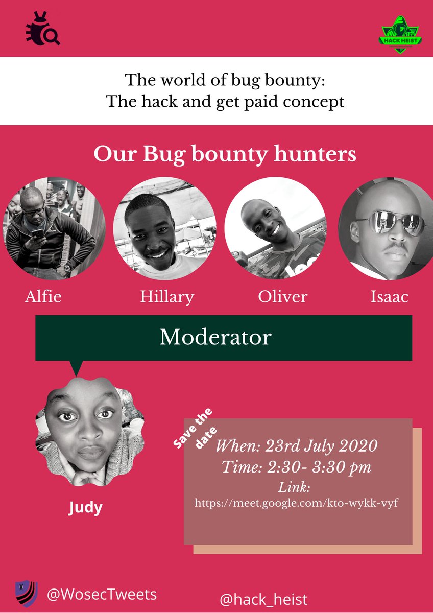 Judy_infosec's tweet photo. Bug bounty is changing our cyber security landscape in a massive way!  On the 23rd of July we tackle the phenomenon that is bug bounty! @Bugcrowd @Hacker0x01 @WoSECtweets @Hack_heist https://t.co/18TJP21Abu