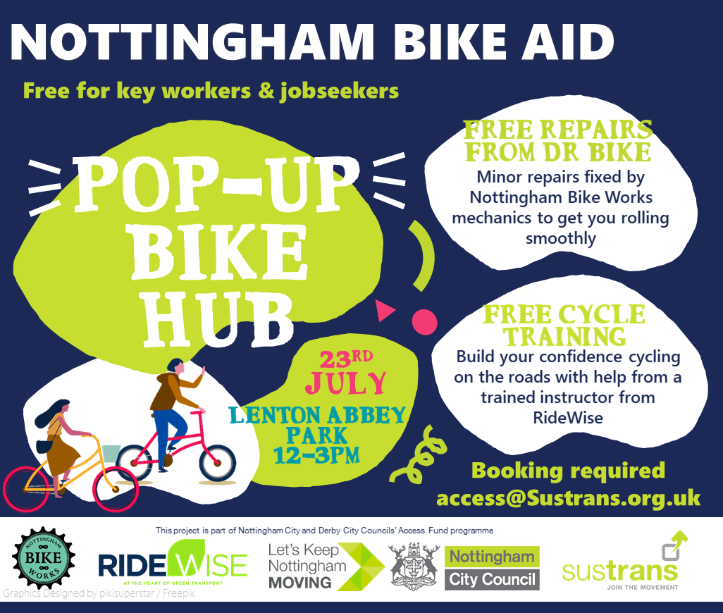 cont'd: Nice addition to pop-up bike lanes: Pop-up cycle hubs for keyworkers and jobseekers! FREE cycle training and simple bike repairs at Lenton and Bulwell check out  http://www.sustransaccess.org.uk  for more info , via  @SustransEMids