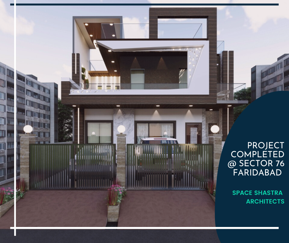 SpaceShastra's tweet photo. 🔥 The elevation has triangular cutouts ✨ on the first floor depicting movement of light  and a pleasing design.🔥 https://t.co/ze0wBhSQ9v