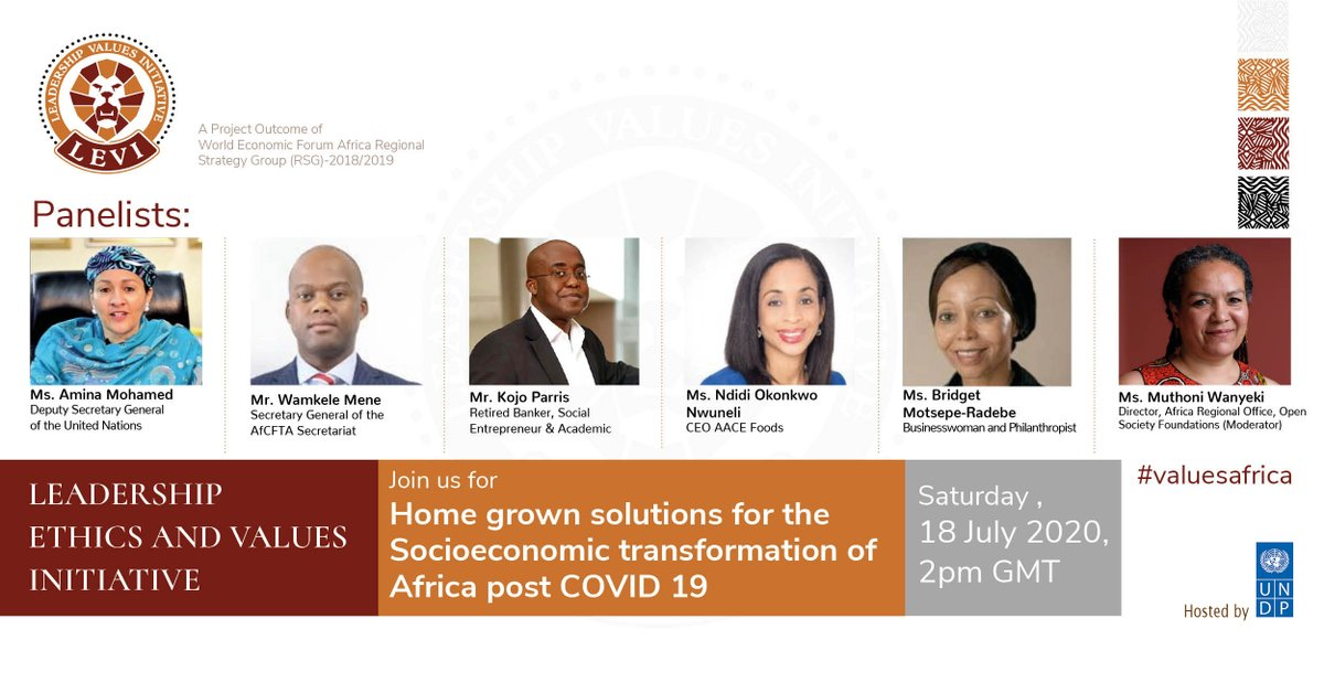 TheAFPS's tweet photo. UPCOMING WEBINAR: You're invited to join this session on ‘Home-grown solutions for the Socioeconomic transformation of Africa post #COVID19’ on July 18th. With 
@AminaJMohammed @pmojok @MeneWamkele @ndidiNwuneli + more as panelists!
Link➡️https://t.co/DYYeIKH2vb https://t.co/tZywjpRUDY
