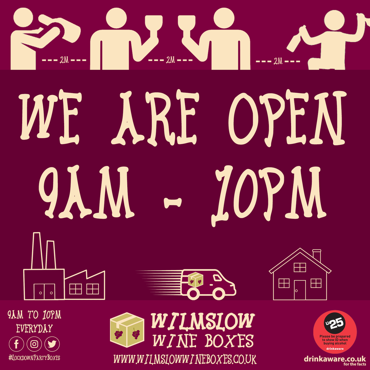 WilmslowWine's tweet photo. Don't forget we're open from 9am until 10pm EVERYDAY, with same day delivery possible on most orders!

🍷: https://t.co/EN84atcXPC

#Wilmslow #AlderleyEdge #Prestbury #Cheshire #Manchester #Hale #Altrincham #Stockport #Warrington #Wine #Prosecco #Gin #Beer #Cider #FreeDelivery https://t.co/am8nWJmNpU