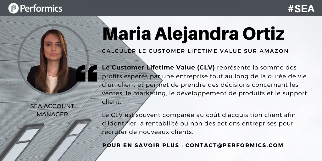 L'indicateur de Customer Lifetime Value (#CLV) est désormais disponible pour optimiser les campagnes sur <a href="/amazon/">Amazon</a>. Vous avez besoin d'aide pour gérer et optimiser vos campagnes #SEA sur #AMS ? Rien de plus simple, contactez-nous ! 📩 contact@performics.com