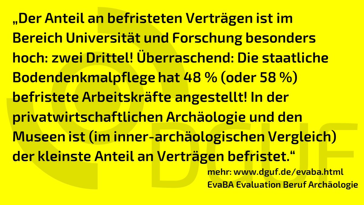 DGUF1969's tweet photo. Eine unbefristete Anstellung in der Archäologie bieten v.a. Grabungsfirmen. Überraschend hoch ist der Anteil an befristeten Verträgen in der Bodendenkmalpflege! Die Evaluation Beruf Archäologie #EvaBA als Kurzbericht: https://t.co/MR3vYYtloc & vollständig: https://t.co/2qGPArzFKr https://t.co/1BPKK44Yoe