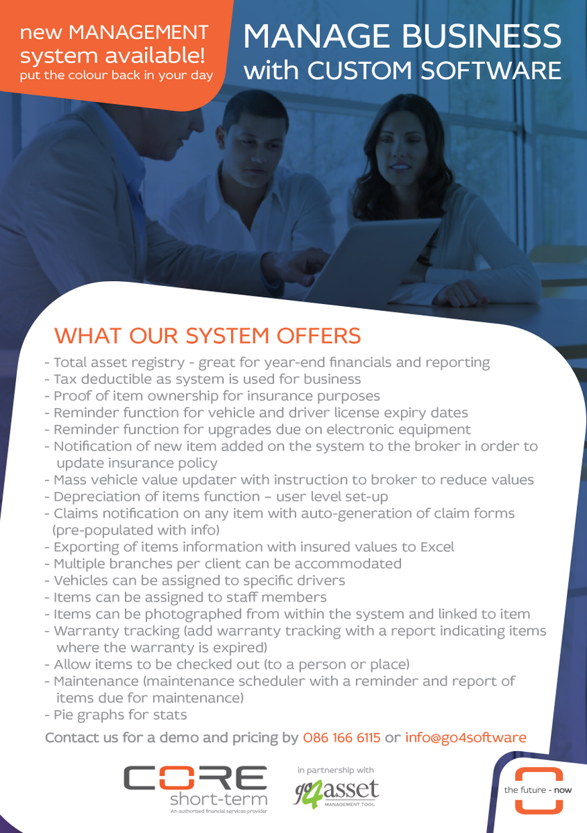 CoreShortTerm_'s tweet photo. At last, a proper system integrating your assets from the accounting environment to your insurance needs #assets #assetmanagement #go4software #Insurance #coreshortterm @CoreFinSol_ @CoreBEE_ @CoreTax_ @CoreAudit_ @CoreCloud_ @CoreBusinessDev https://t.co/uhrIhtleTs