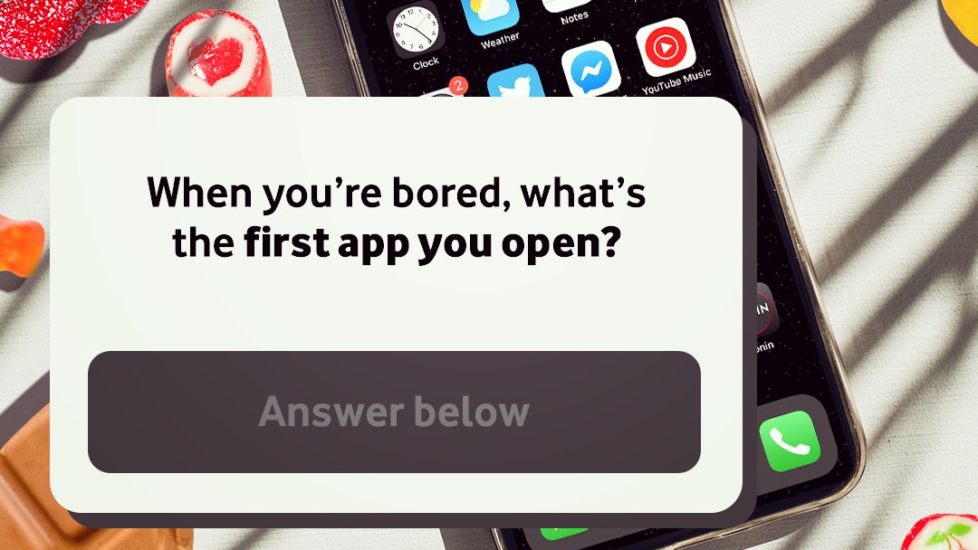 VodafoneUK's tweet photo. We all have our go-to app when we are bored 🥱

What’s yours? https://t.co/cc2jJW5nef