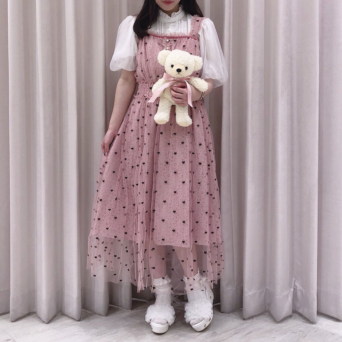バーゲンで Mサイズ ハートワンピース ミルフィーユクローゼット ひざ丈ワンピース
