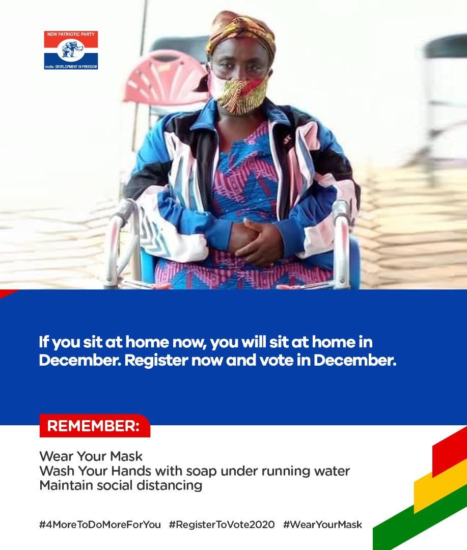 NPP_GH's tweet photo. Don't sit at home; go out and register so that you can vote in December.

#RegisterToVote2020
#4MoreToDoMoreForYou https://t.co/cgBRRDRd4L
