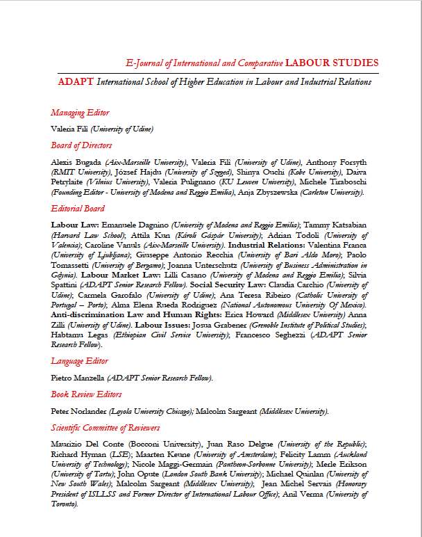 MicheTiraboschi's tweet photo. A renewed commitment to an ongoing project ... Far from being a simple publishing venture for research dissemination, the E-Journal of #LabourStudies was intended as an international platform aimed at building the #FutureOfWork together ... https://t.co/ecSgSiEzoG https://t.co/JjX7L6Z1QC