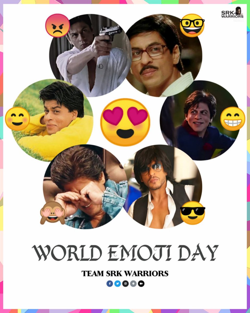 TeamSRKWarriors's tweet photo. On #WorldEmojiDay, here are some emoticons of Shah Rukh Khan! ❤️ https://t.co/h1NSfk03re
