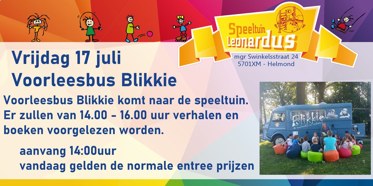 sptleonardus's tweet photo. Blikkie on tour is vanmiddag in de speeltuin, kom jij ook luisteren! https://t.co/qJqLc1mavA