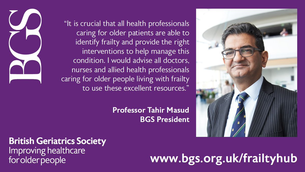 GeriSoc's tweet photo. "We are delighted to launch our #FrailtyHub and #Frailty e-Learning module developed by leading UK experts in the field. I would advise all health professionals caring for older people living with frailty to use these excellent resources” @TashMasud https://t.co/IAJyDFLjnw https://t.co/yfGi2UqQiG