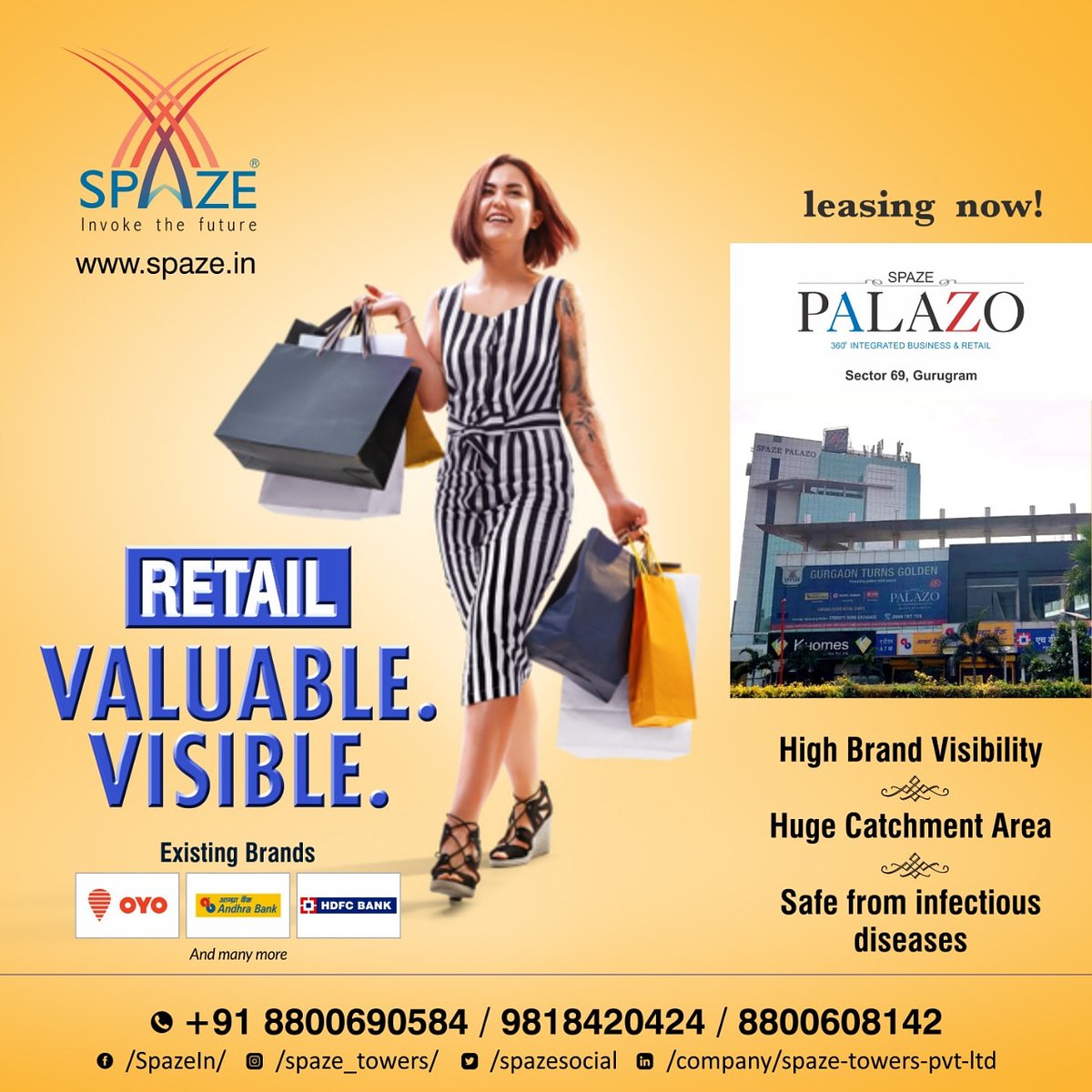 spazesocial's tweet photo. Spaze Group - Biggest International and national brands
#Spazepalazo #safeandsecurefacilities #biggestbrands #enhancedprofitability #bestofservices #stayprotected #happychannelpartners #Gurgaon #Oyorooms #HDFCBANK #andhrabank #manymore https://t.co/gAibeytYBH